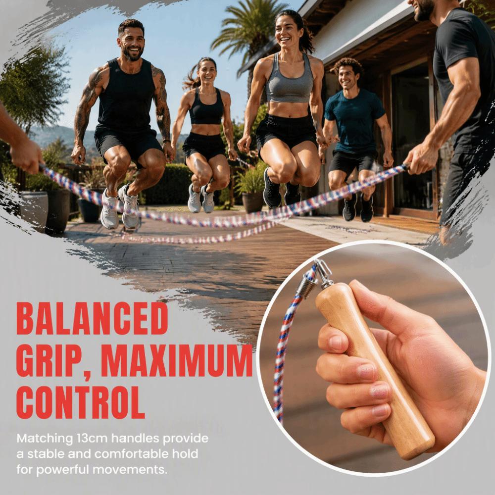 Wooden Handle Long Jump Rope 32.8ft Length Long Skipping Rope Multiplayer Jumping Rope Party Game