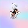 Llavero Acrílico BTS, Bangtan Boys Foto Real + Figura de Dibujos Animados Llavero Doble con Cierre de Estrella, Encanto para Bolso de Fans Kpop ARMY