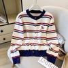 Autumn/Winter 2025 Korean Chic Striped Knit Cardigan for Women