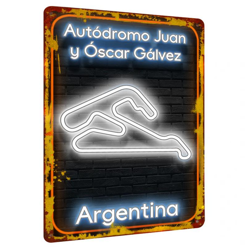 

Autodromo Juan y Oscar Galvez Circuit Neon Style Metal Tin Sign Argentina Racing Track Wall Decor 20x30cm（7.8x11.8inch）
