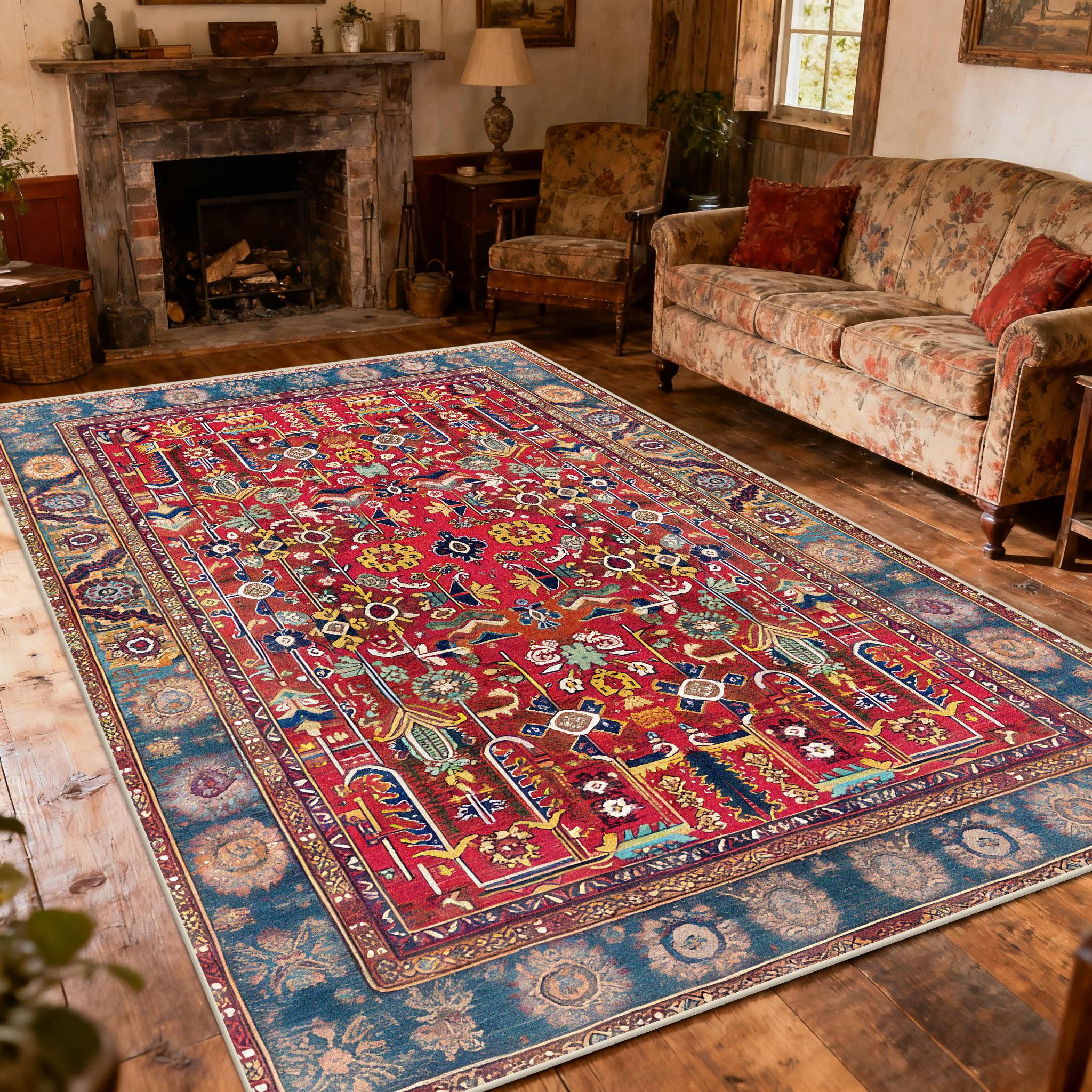 Bohemian Living Room Carpet Lint-free Retro