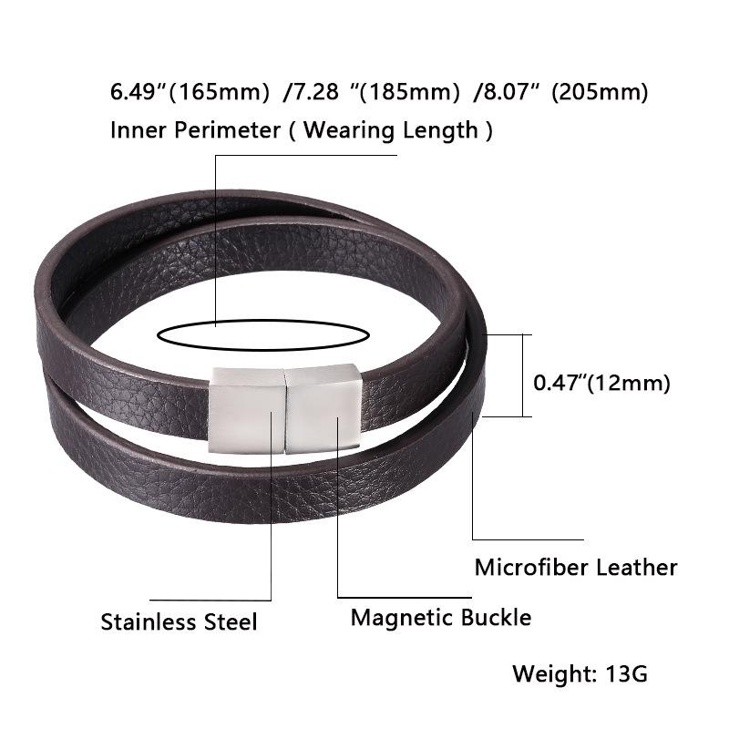 Bracciale intrecciato in pelle da uomo con acciaio inossidabile - Stile europeo e americano