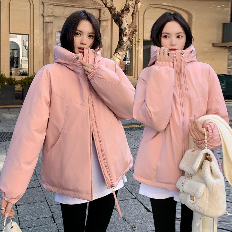 Casual hooded jacket women's 2025 autumn and winter new baseball jersey small short down cotton jacket