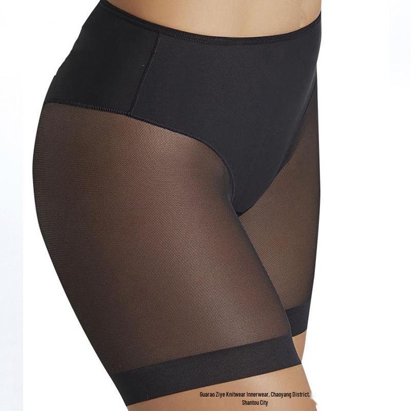 European & American Women's Seamless Mesh Boxer Briefs with Antibacterial Cotton Crotch - Sexy Mid-Low Waist Shaping Underwear
