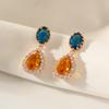 1 Pair Luxurious Colored Cubic Zirconia Drop Shape Dangle Earrings for Women Stud Earring Jewelry Wedding Party Accessories