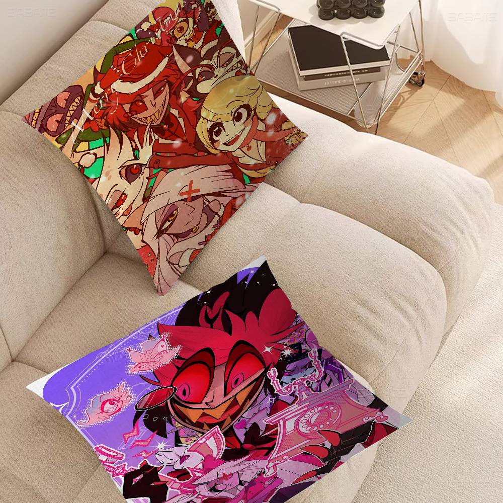 C-Charlie H-Hazbin Pillow Covers Cartoon Sofa Decorative Home Double-sided Printing Short Plush Cute Cushion Cover