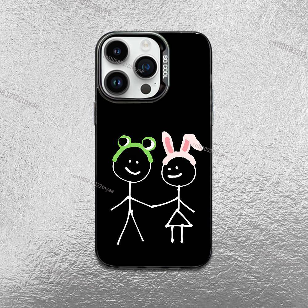 Cartoon Stickman Matchman Phone Case For iPhone 17,16,Pro,Max,e,15,14,Plus,13,12,Mini,11, Matte Colored Silver Luxury Cover