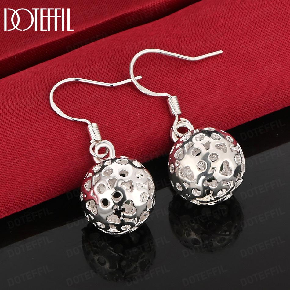 925 Sterling Silver Round Bead Pierced Earrings Fashion Jewelry