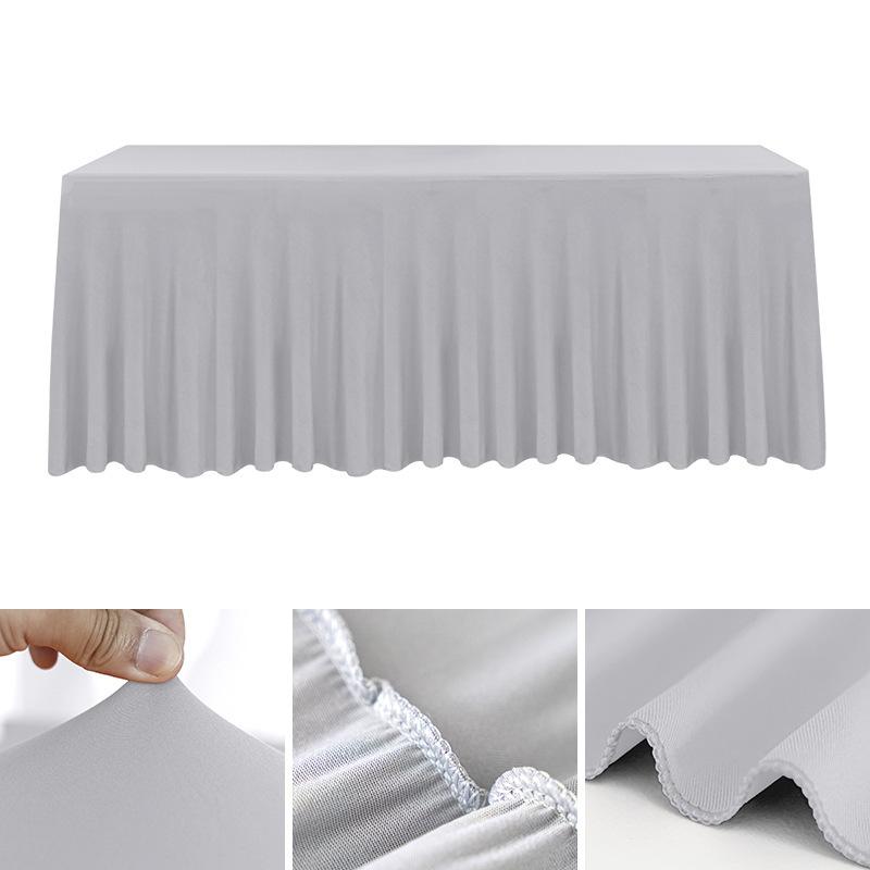 Spandex Rectangle Table Skirts 4/5/6/8ft Fitted Table Cover Wrinkle Resistant Cloth for Hotel Wedding Anniversary Party Decor