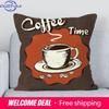 Office Sofa Cushion Cover Coffee Time Cushion Cover Pillow Decorative Printed Pillow Cover Home Furnishings