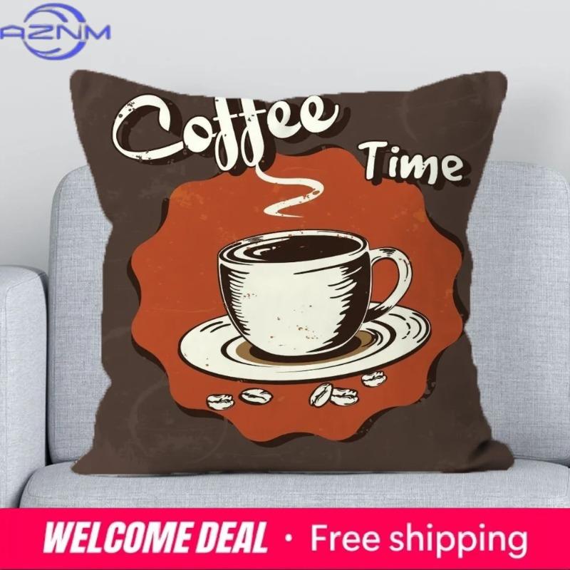 Office Sofa Cushion Cover Coffee Time Cushion Cover Pillow Decorative Printed Pillow Cover Home Furnishings