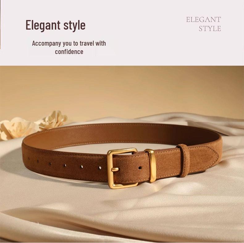 Women's Genuine Leather Cowhide Suede High-End Retro Wide Waist Cinch Belt for Jeans and Jackets