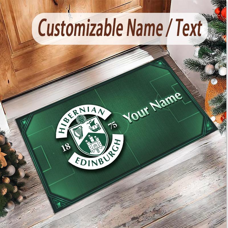 Personalized Crystal Velvet Carpet Hibernian FC Pattern Non Slip Floor Rug