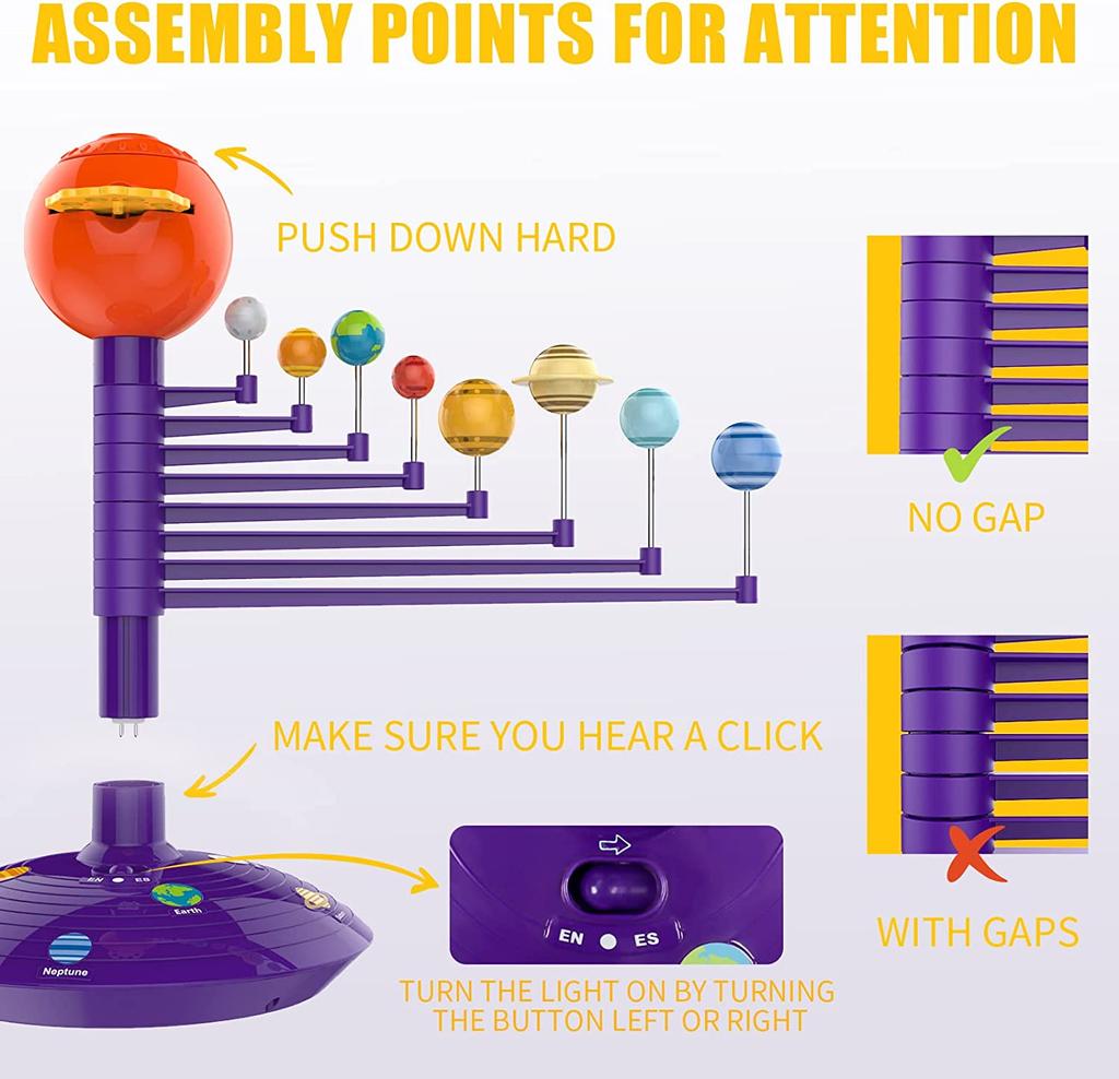 Solar System Planetary Model 8 Planets Set Kids Science Steam Projector Puzzle Toys Rotating Astrometer for Baby Education Toys