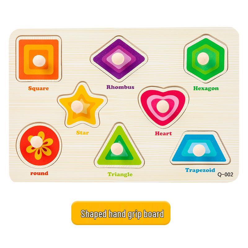 Montessori Wooden Shape Matching Jigsaw Building Blocks - Early Childhood Educational Toy