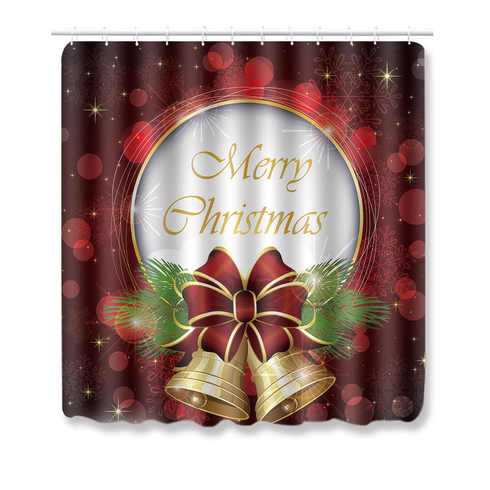 Christmas Bathroom Shower Curtain Bath Towel Floor Mat Five-Piece Set Bathroom Toilet Carpet Shower Foot Mat
