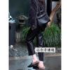 Small narrow version straight leather pants women's autumn and winter new high waist and thin temperament nine-point pipe pants