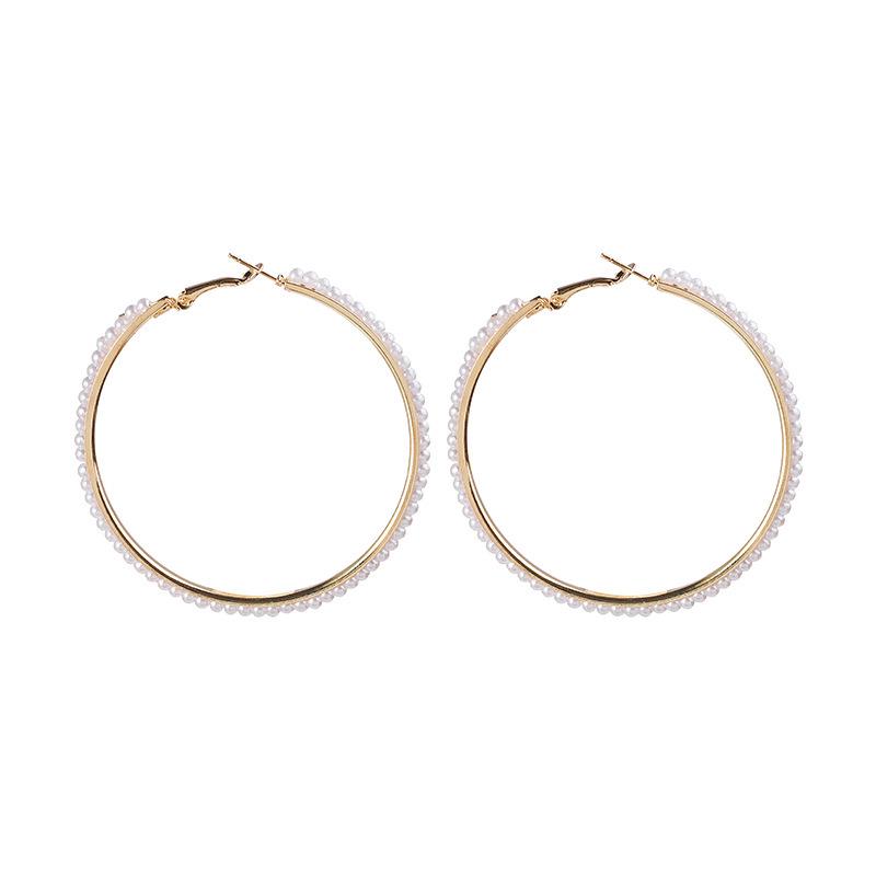 European Geometric Spiral Pearl Ear Cuff: Exaggerated Versatile Circle Earrings for Women