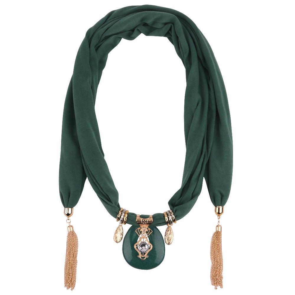 Chiffon Tassel Pendant Scarf Jewelry - Women's Mixed Color Necklace Shawl