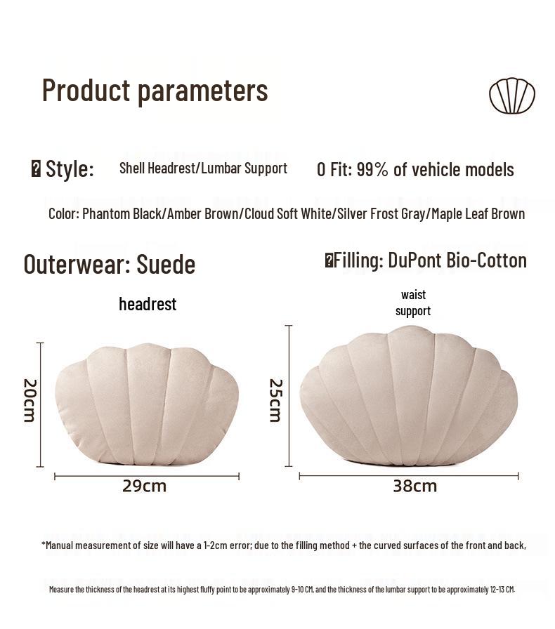 Suede Plush Lumbar Pillow for Car Headrest - Fits Mercedes-Maybach, BMW, Tesla, Xpeng P7 - Head & Neck Support