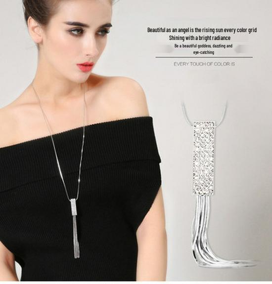 Korean Style Pearl Tassel Necklace: Versatile, Fashionable Long Pendant for Women's Summer Sweaters.