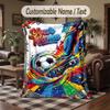 Soccer Theme Throw Blanket Custom Name Text Personalized Blanket Soft Cozy Blanket for Home Sofa Bed