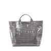 Simple Chic Ladies Tote Bag With Solid Color Letter Printed Crocodile Texture For Casual Outings
