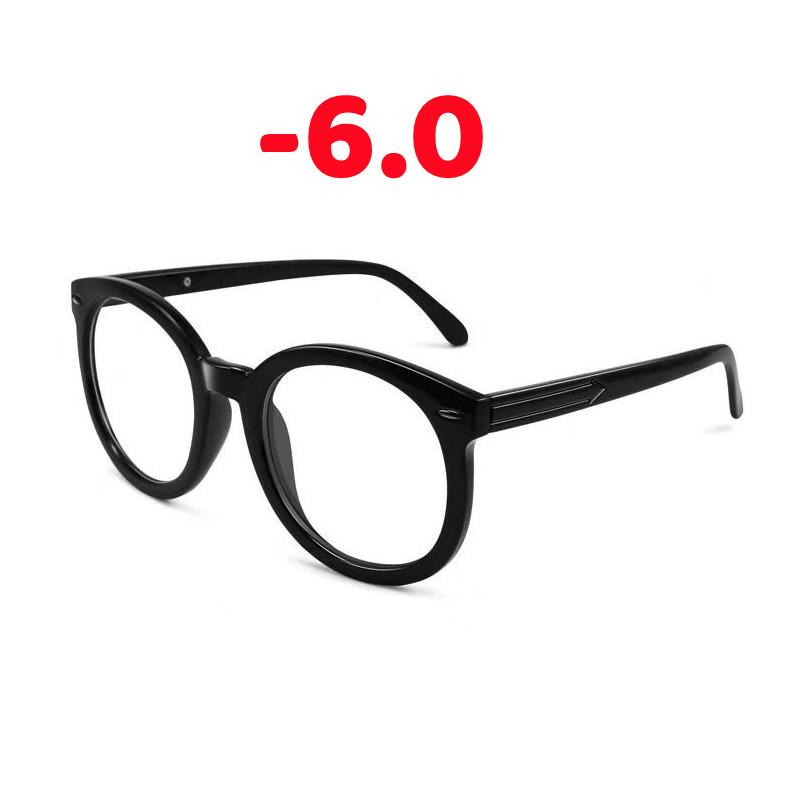 Diopter -0.5 To -6.0 Big Size Round Black Myopia Glasses Reading Glasses For Women Men Optical Spectacle Frame Computer Eyewear