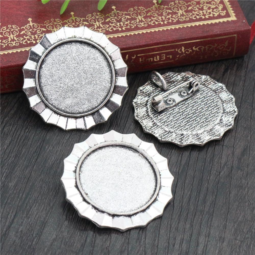 New Fashion 5pcs 25mm Inner Size Antique Silver Plated and Antique Bronze and Antique Gold Color Brooch Cabochon Base Setting