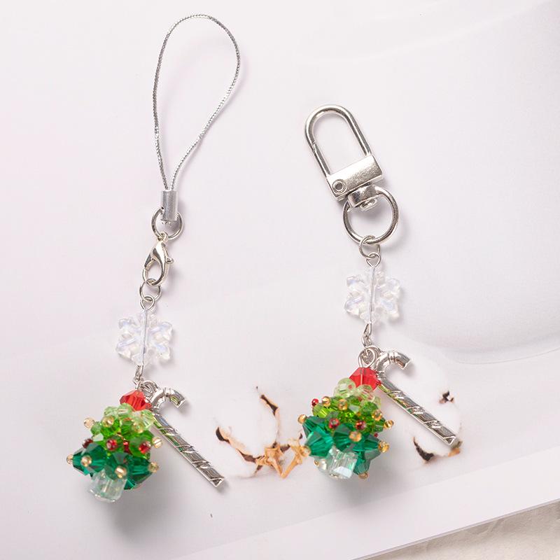Christmas tree mobile phone pendant lanyard beaded DIY camera anti-lost rope keychain pendant bag pendant mobile phone chain