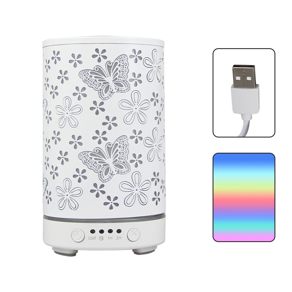 100ml Essential Oil Diffuser Seven-Color Aroma Light Butterfly Ultrasonic Air Humidifier Room Scent Diffuser with Timer Function