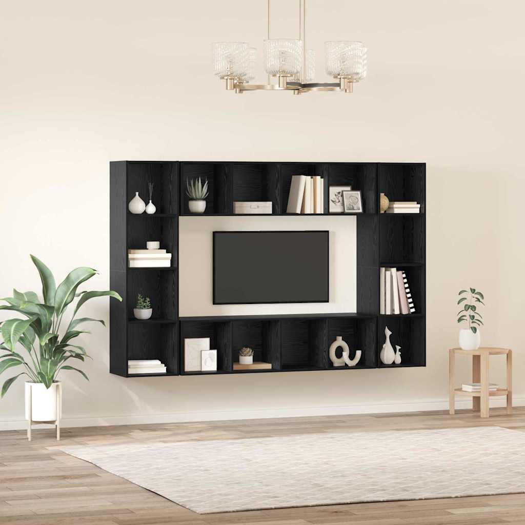 TV Cabinet Set 4 pcs Black 37 x 37 x 142.5 cm Engineered Wood