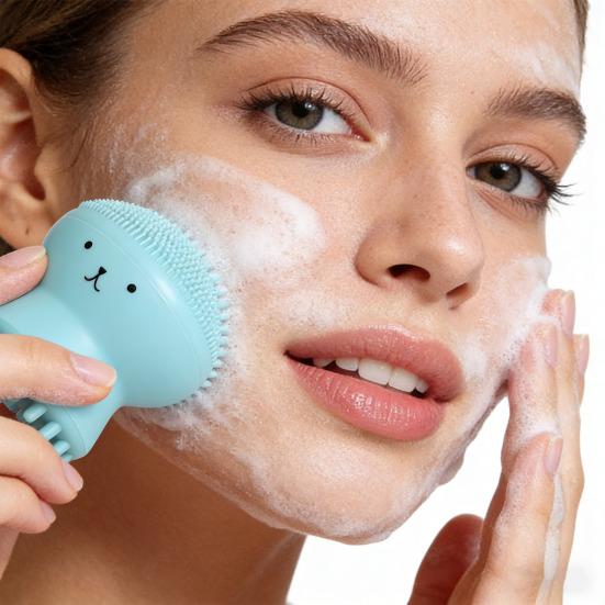 Face Brush Soft Silicone Facial Cleanser Sensitive Skin Deep Pore Cleansing Exfoliating Massage Brush Heads Waterproof Skincare Tool