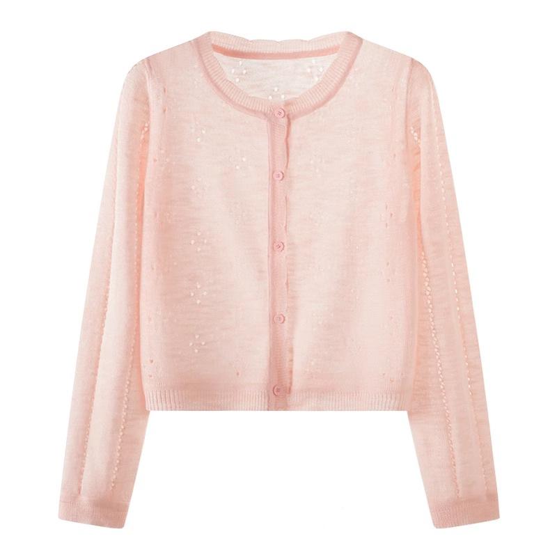 A Thin Knitted Cardigan for Women In Summer, Paired with A Halter Dress and A Short, Openwork Sun-protective Blouse with A Stylish Design