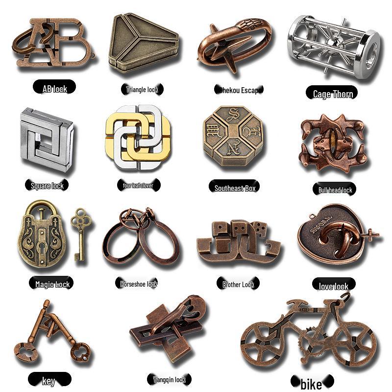 Children's Educational Metal Puzzle Set: Luban Lock, Nine Rings, and Kongming Lock Disentanglement Toys