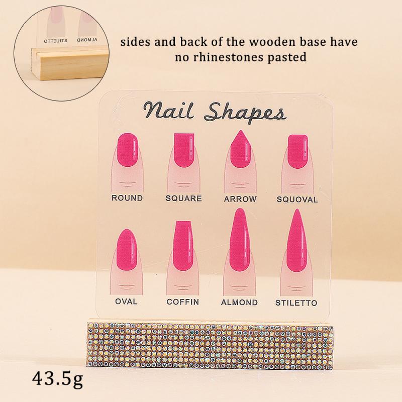 Nagelformen Präsentationsbrett Transparentes Acrylbrett Holzsockel Mit Diamant Nägel Kunst Requisite Desktop Nagelkunst Werke Showboard