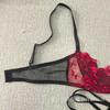 Translucent Panties Thong Hollow Open Bra Set Embroidered Strap Splicing Seductive Sexy Set