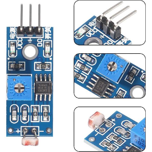 UMLIFE 20PCS 5MM LDR Photosensitive Sensor Module Light Dependent Resistor Sensor Module Digital Light Detection LM393 3 Pins for Arduino
