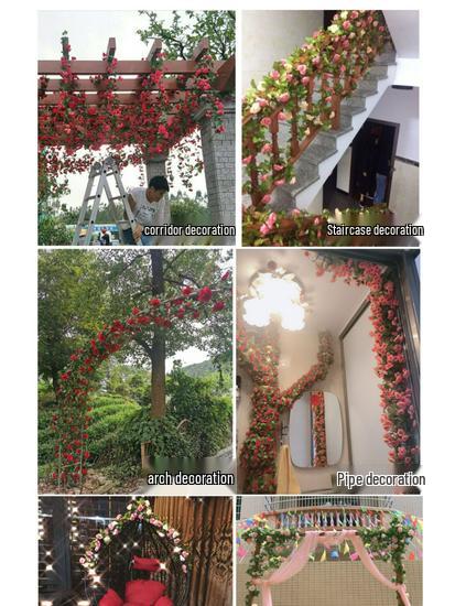 Artificial Rose Vine Hanging Basket and Arch Decoration