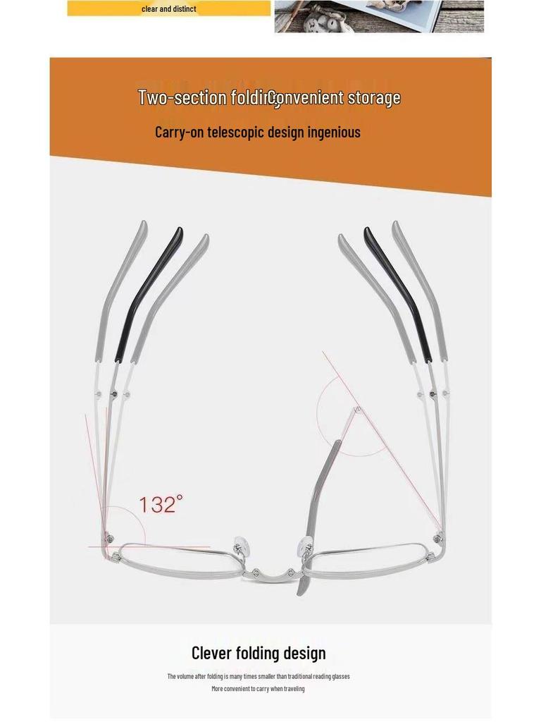 Multifocal Folding Anti-Blue Light Reading Glasses for Men & Women: Middle-Aged & Elderly, Dual-Use for Distance & Near, Automatic Zoom HD