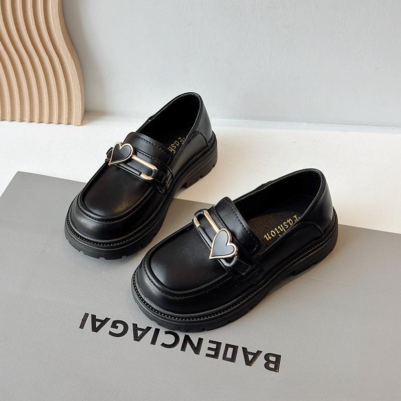 Fashion Girl Shoes 2025Autumn New British Style Kids Leather Shoe Simple Girls Casual Shoes Comfort Thick Soled Mary Jane Shoe