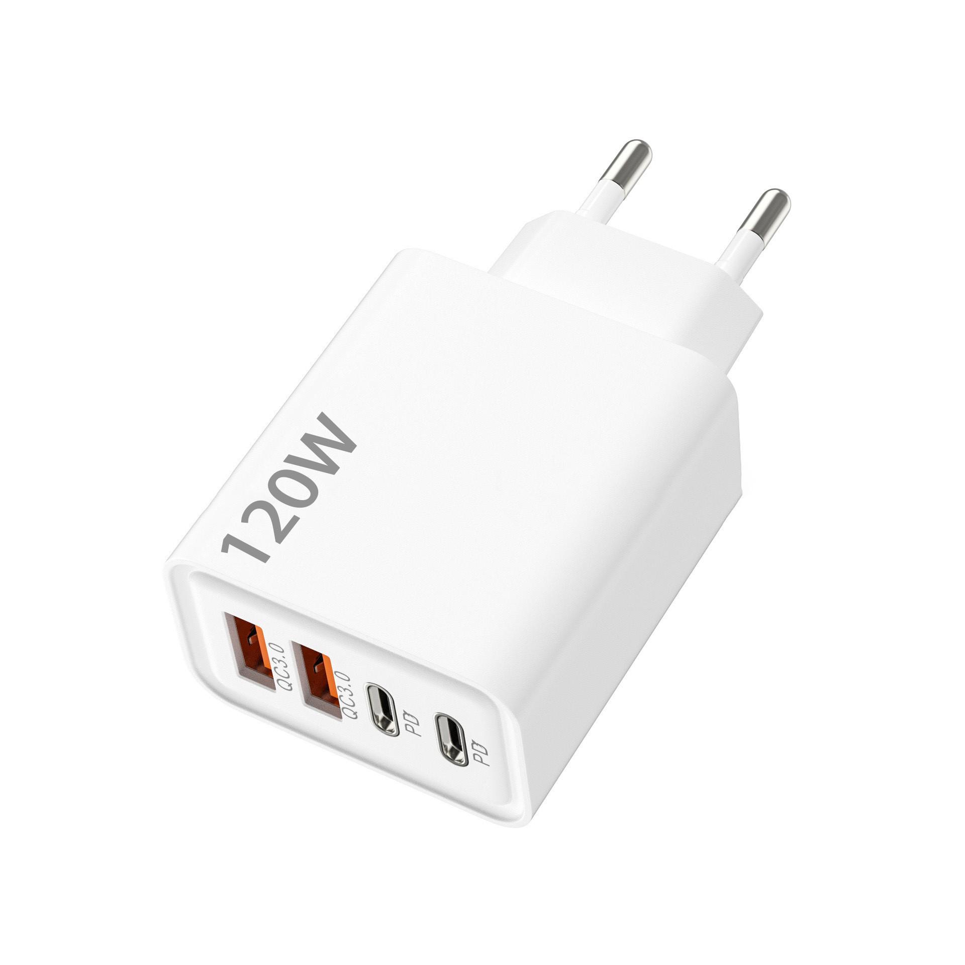 

120W Multi-Port Fast Charger: Dual TYPE-C & USB for Smartphones Bare Charger