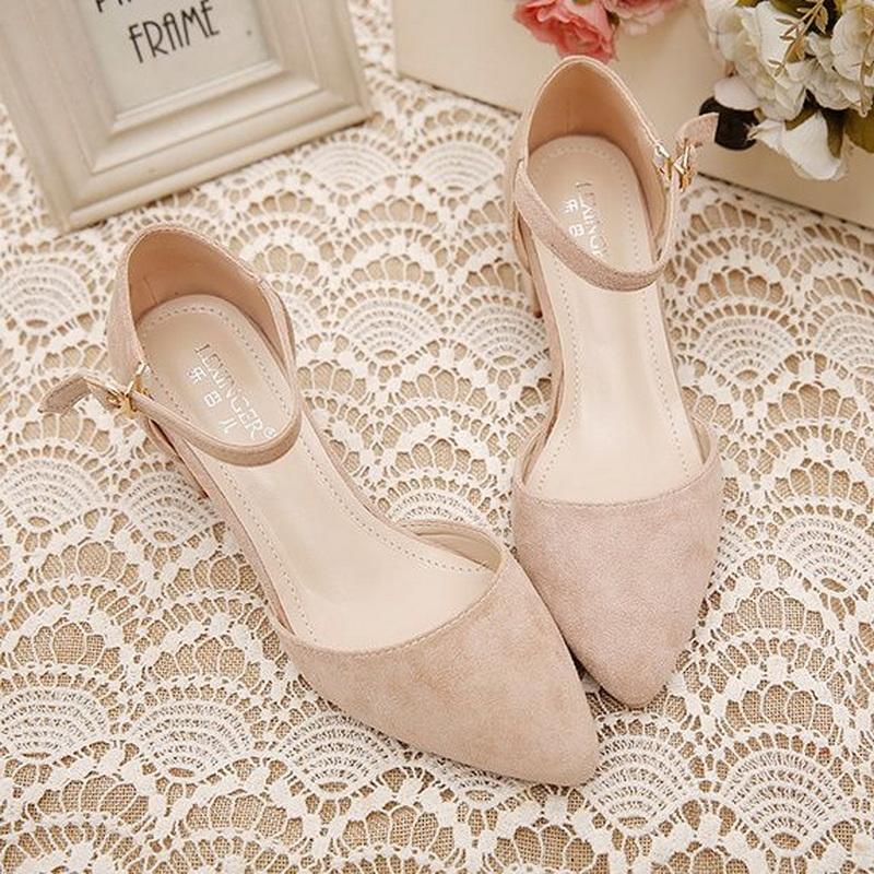 Mode FHC 2024 Neue Damenpumps, Flock High Heels, Seitlich flache Ausschnittschuhe, Knöchelriemen mit Schnalle, Spitze Zehenpartie, Rosa, Schwarz, Beige, Dropship