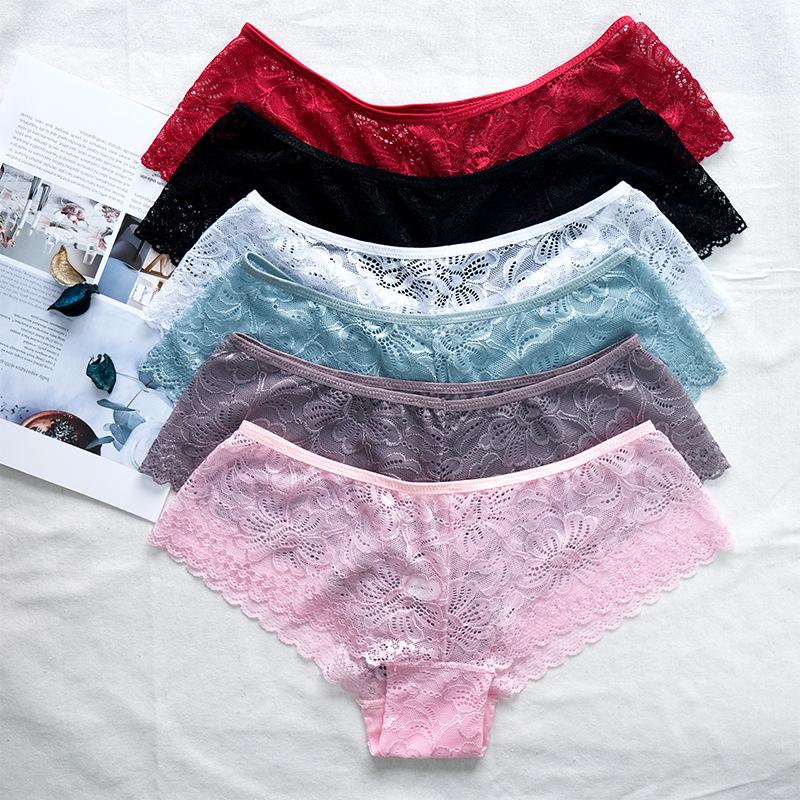 Sexy Women's Lace Panties Cotton Crotch Hollowed Out To Lift The Buttocks Plus Size Panties Pure Desire Female Low Waisted Boxer Briefs Sexy Briefs