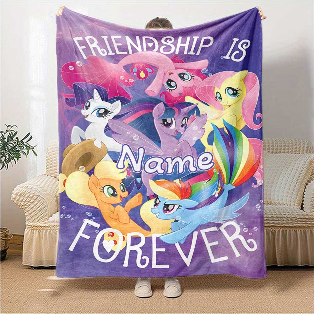 Little Pony (4) Customize Your Name Blanket Multi-purpose Customizable Blanket Durable Comfort Throw For Livingroom Picnics Home Decor Bedding