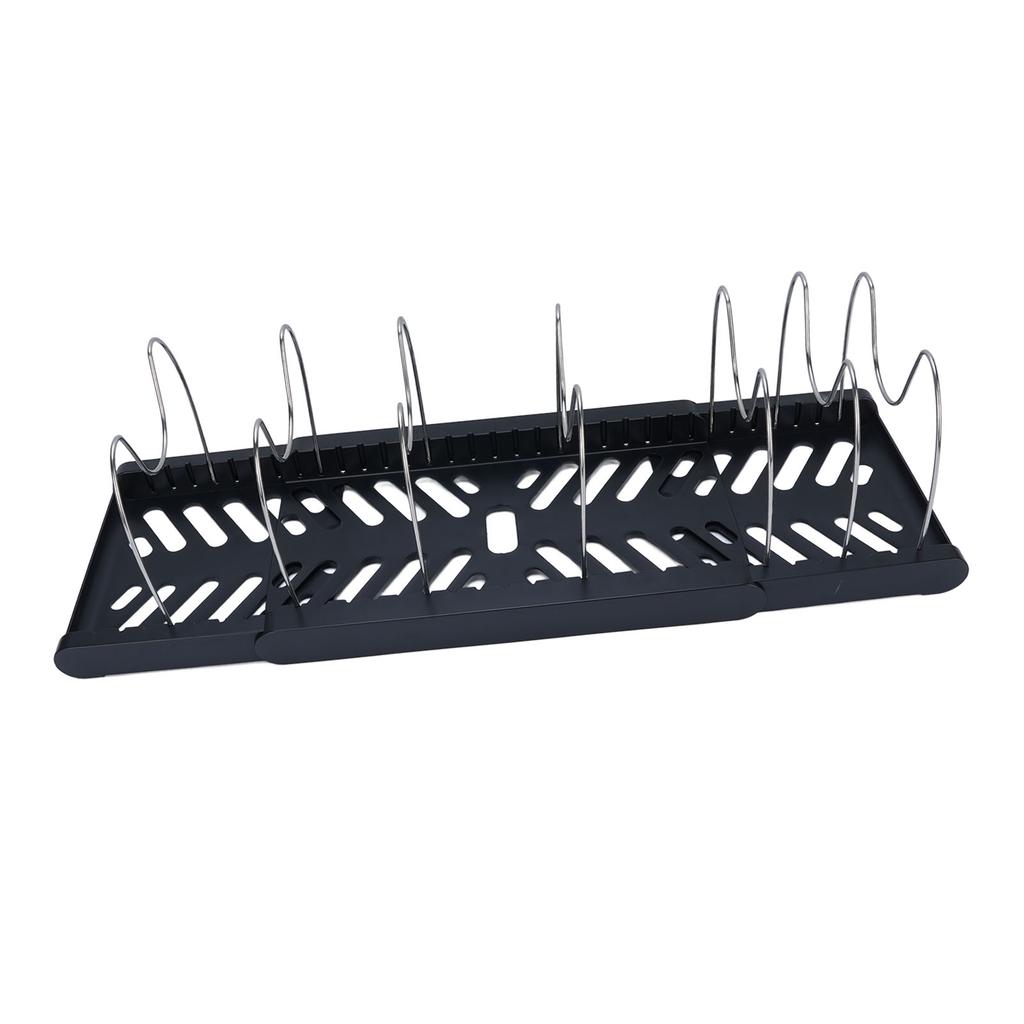 Pots and Pans Organizer Expandable Cookware Rack Adjustable Pan Organizer for Kitchen Black