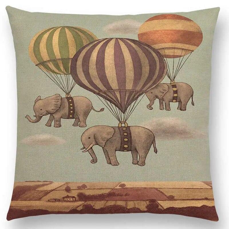 Sofa Throw Pillow Cover Home Decor Cute Little Ghost Sailing Whale Ocean Diver Print Cushion