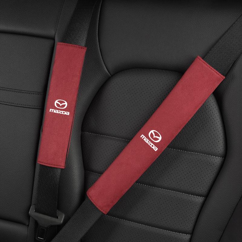 Car Seat Suede Safety Belt Shoulder Cover Cushioning Pad For Mazda 2 6 3 CX5 CX80 CX70 CX90 MX30 CX60 CX50 CX30 BT50 e-TPV CX3