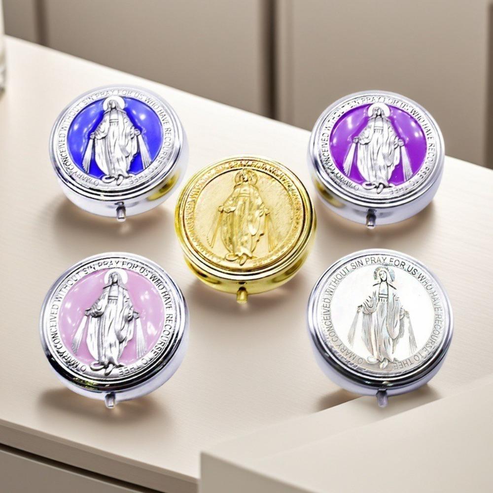 Retro Saint Benedict Jewelry Box Round Jewelry Storage Box  Accessories Storage