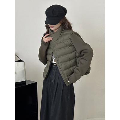 Autumn and Winter New Down Padded Jacket Women's Jacket Splicing Stand-up Collar Padded Jacket Casual Versatile Small Padded Jacket